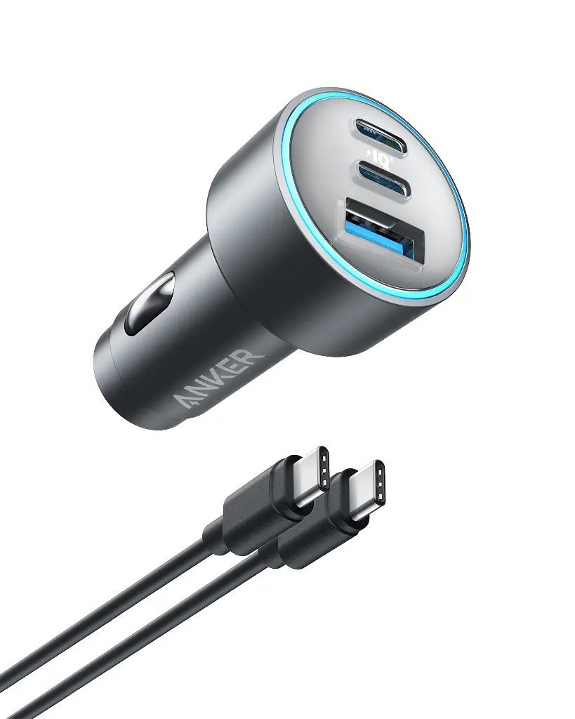 Anker 535 Powerdrive 67w Car Charger With 2 USB-C & USB-A Ports & 3.3Ft 1Mtr USB-C Cable B2731HA1