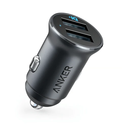 Anker PowerDrive 2 Alloy 24W Car Charger with 2 Power IQ Ports Black A2727H12