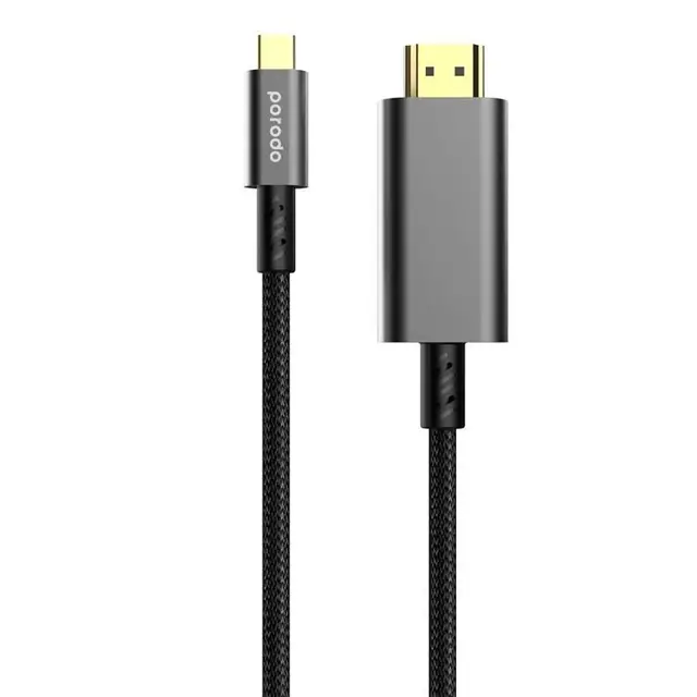 Porodo Type-C to HDMI to Cable with 4K Ultra-HD Video Streaming and Braided Wire 1.8M PD-4KHDMC-BK