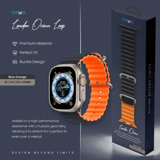 Pawa London Ocean Watch Strap 42/44/45/49mm Blue Orange PW-WLLOIW-BLOR