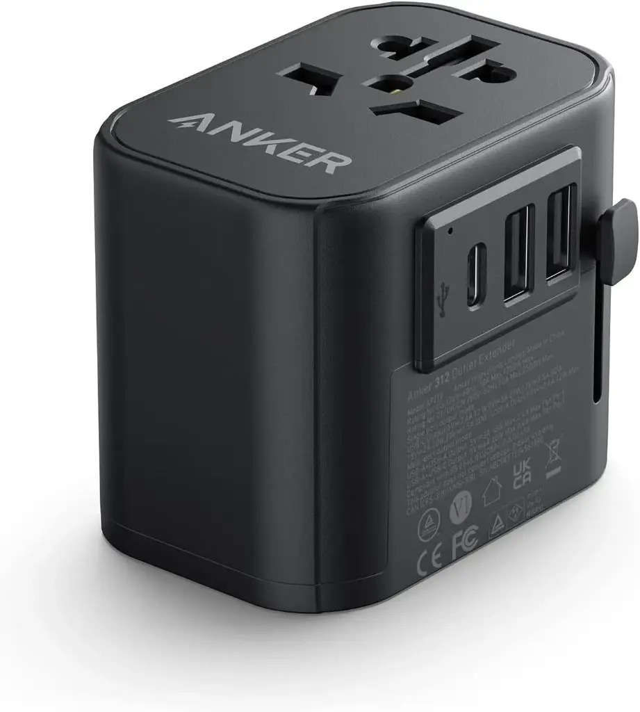 Anker 312 30w 2-USB & USB-C Port 4-Region Travel Adapter A9212K11
