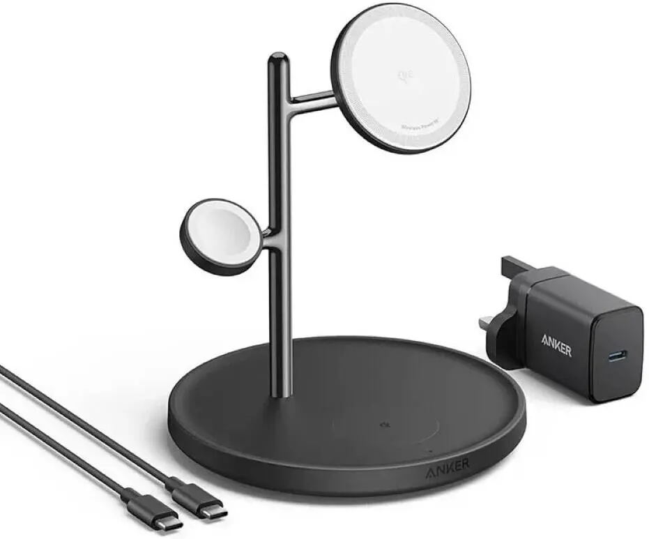 Anker MagGo 3in1 Wireless Charging Station With Charger and USB-C Cable B25M3V11