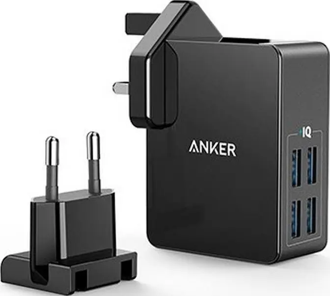 Anker PowerPort 4 Lite 27w Charger with 4 USB-A PowerIQ Ports A2042L11