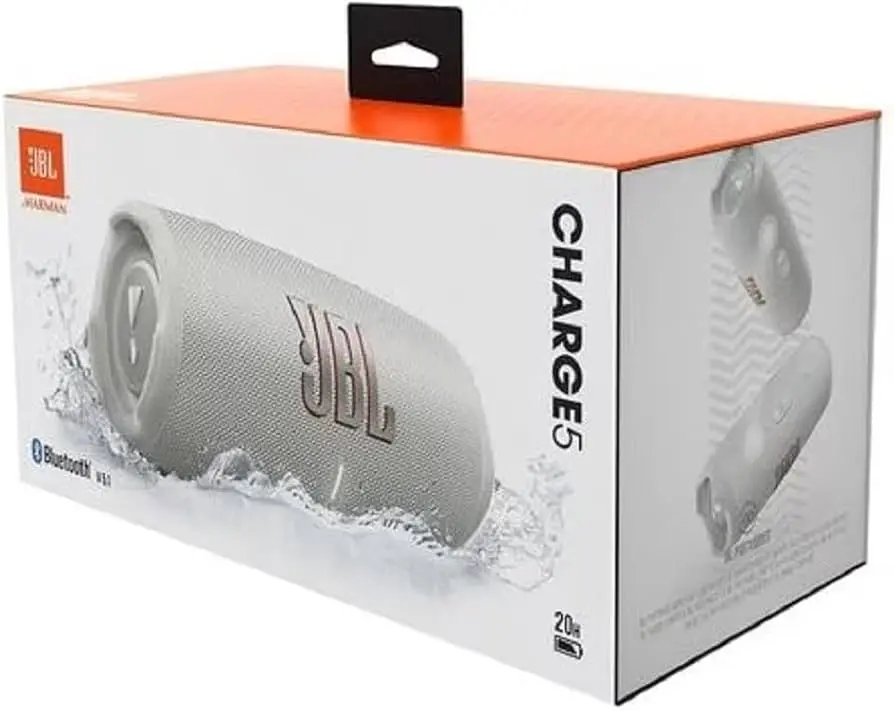 JBL Charge 5 Portable Bluetooth Speaker (White)