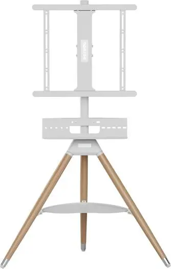 Porodo Wooden Tripod TV Stand Compatible Screen Size - 32"-65", TV Bracket Size - 550x485mm, Versatile Angle Control, Media Device Storage, VESA Compatible PD-ATVFT-WH