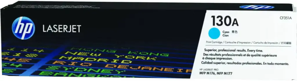 HP 130A Cyan Original LaserJet Toner Cartridge, CF351A