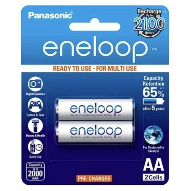 Panasonic Eneloop AA Rechargeable Battery 2000mAh Pack of 2 BK-3MCCE/2BT