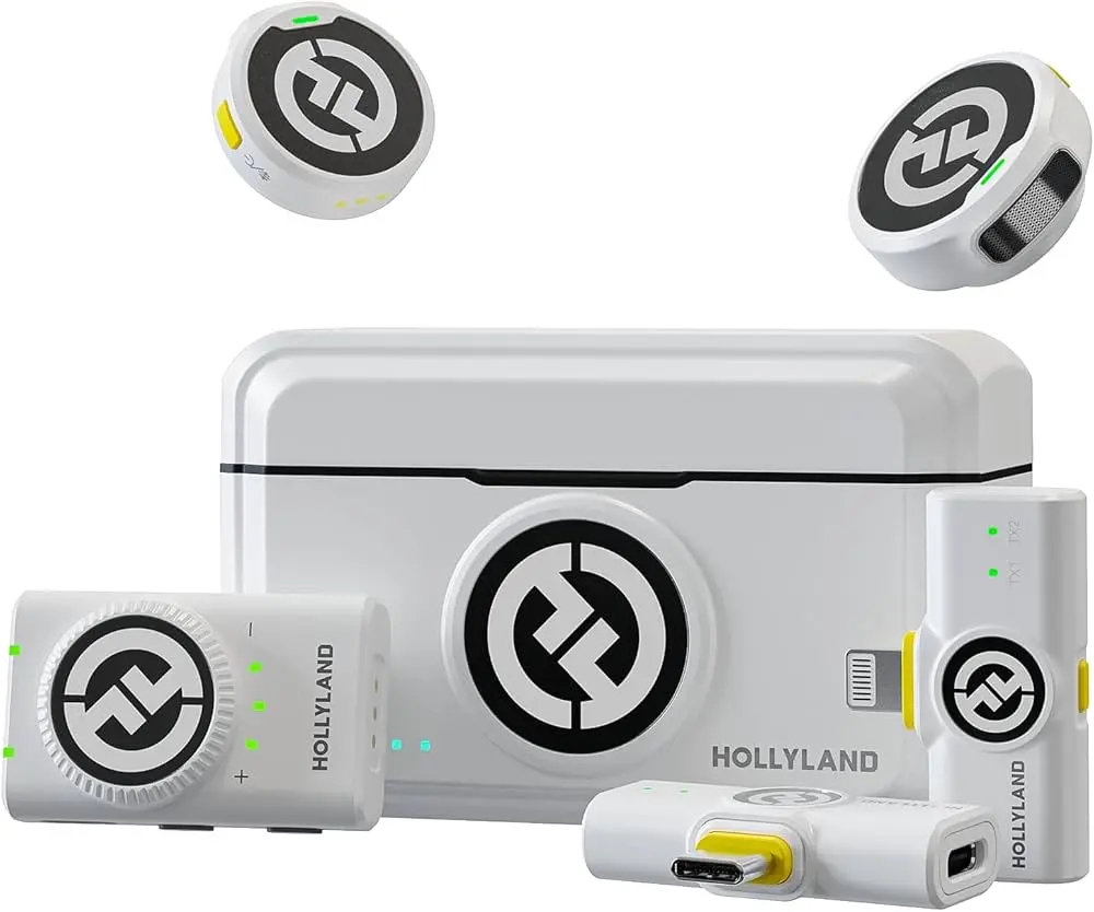 Hollyland Lark M2 All-in-one Button Wireless Lavalier Microphone System with Dual Transmitter Kit White