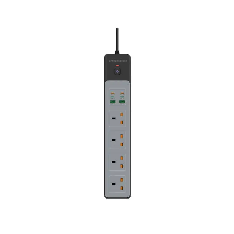 Porodo FWC045 4AC 65w 3000w Power Strip Black PD-FWCH045-BK
