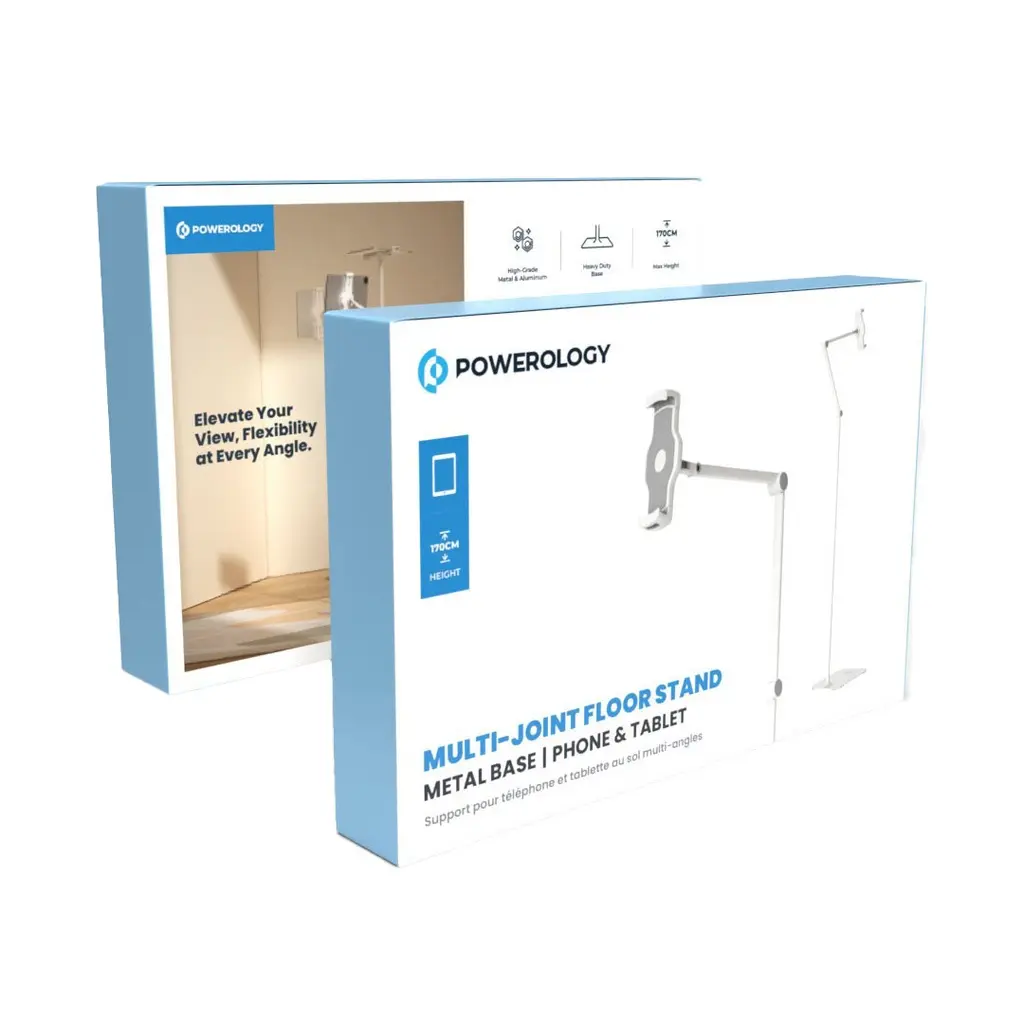 Powerology Multi Jount Floor Stand for Mobile & Tablet with Metal Base PTBS170WH