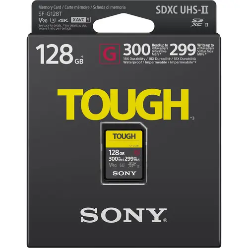Sony TOUGH 128GB 300Mbps SDXC UHS-II Memory Card V90 SF-G128T
