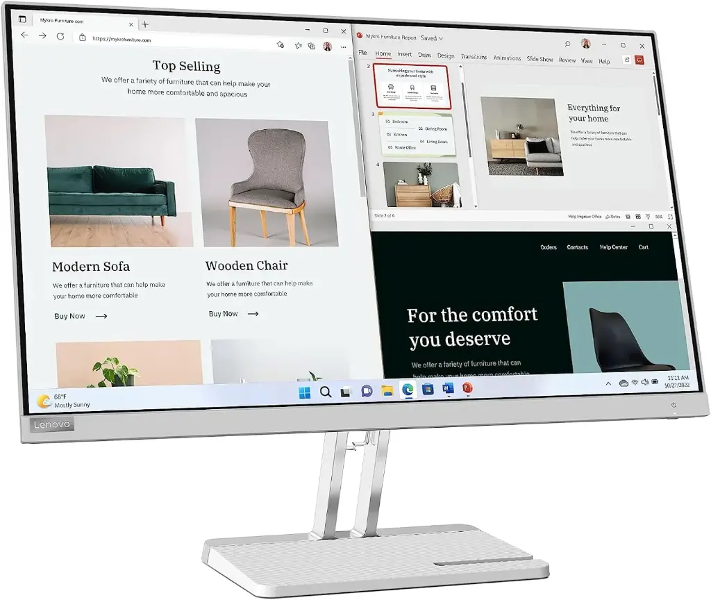 Lenovo L27e-40 27-Inch FHD 1920x1080 100Hz Anti-glare Monitor With HDMI, VGA Ports 67ACKAC4AE