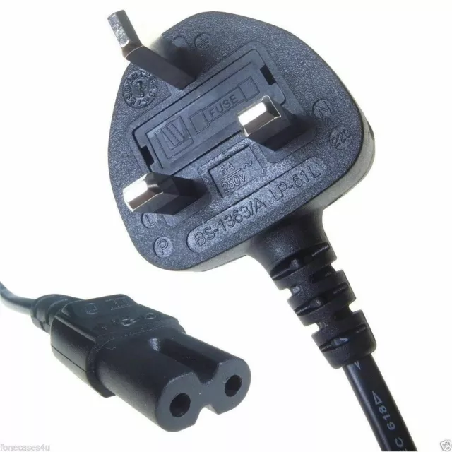 Canon QK20145 Power Cable UK Plug 3A Fused to C7 Figure 8 1.3Mtr for Printer Cameras & Sony Playstation