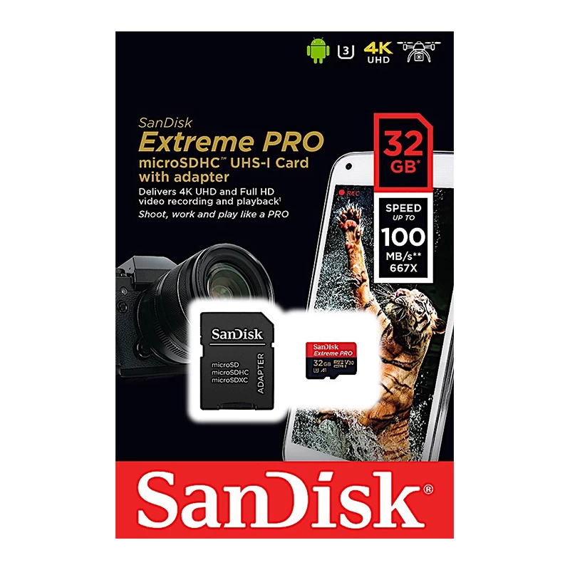 SanDisk Extreme Pro 100Mbps 32GB MicroSDHC UHS-I Card With Adapter SDSQXCG-032G-GN6MA