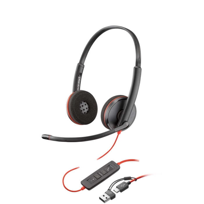 Poly Blackwire 3220 USB-C + USB-A Black Headset 8X228A6