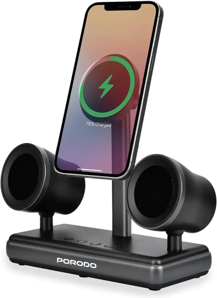 Porodo Speaker Charging Dock with Qi2 Wireless Charging PD-FWCH050-BK