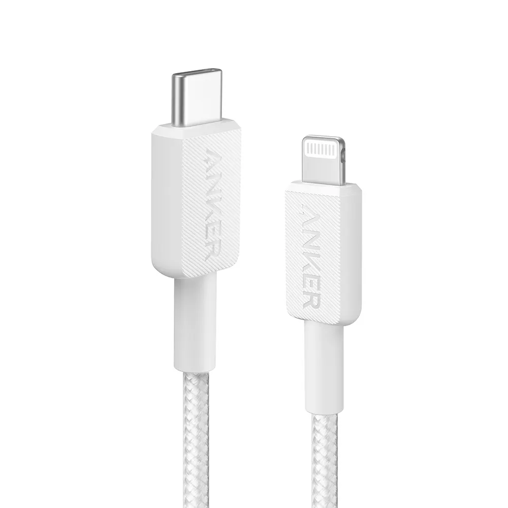 Anker 322 3Ft 0.9Mtr Braided USB-C to Lightning Cable White A81B5H21
