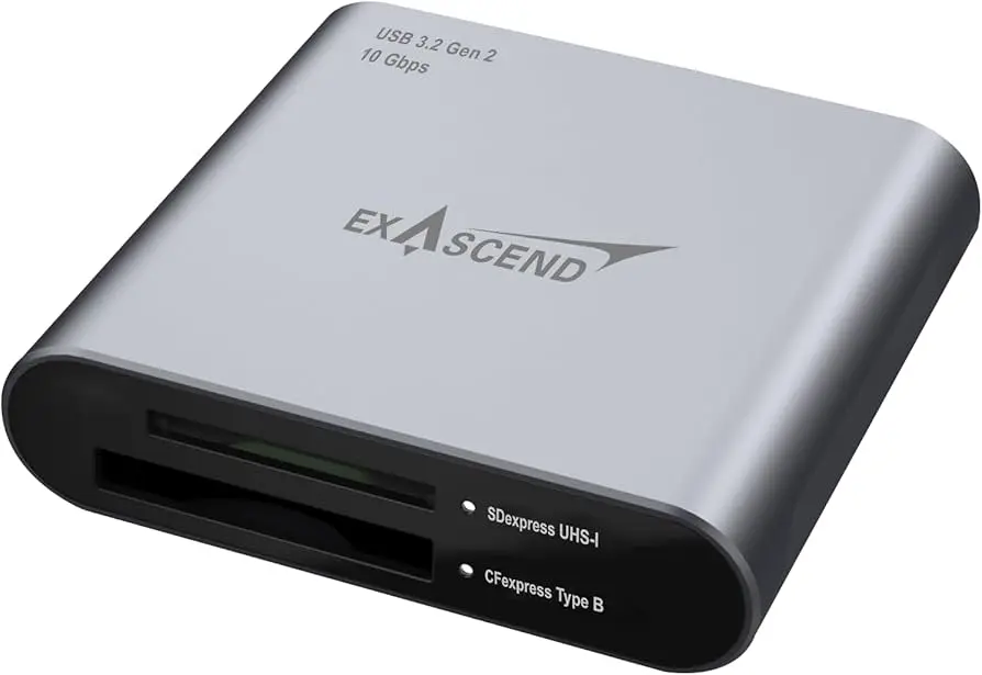 Exascend CFexpress Type B and SD Express Card Reader 10Gbps USB Type-C 