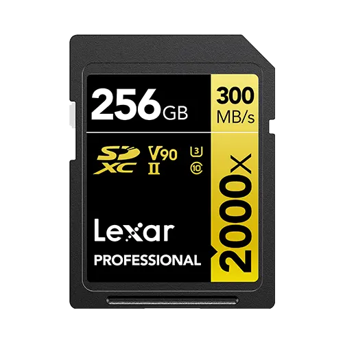 Lexar Professional 300Mbps 256GB 2000x SDXC UHS-II V90 SD Card LSD2000256G-BNNNG