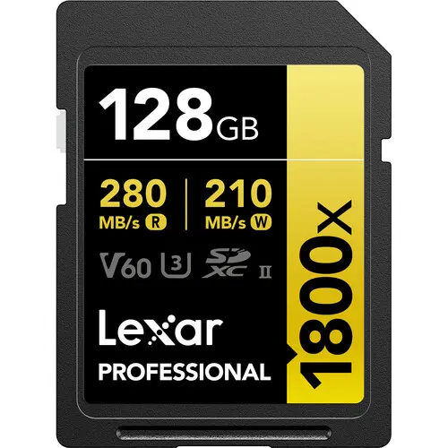 Lexar Professional 1800x 128GB UHS-II V60 U3 R270MB/s W180MB/s C10 SDXC Memory Card LSD1800128G-BNNNG