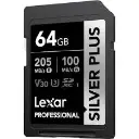 Lexar Professional SILVER PLUS 64GB V30 UHS-I SDXC Memory Card up to 205MB/s Read 100MB/s Write LSDSIPL064G-BNNNG