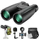K&F Concept 12X50 Binoculars Telescope with Smartphone Adapter, Tripod Adapter, Cleaning Cloth, FMC Lens BAK4 Prism for Adults, HD Binoculars for Bird Watching Hunting Hiking Camping Travelling KF33.084