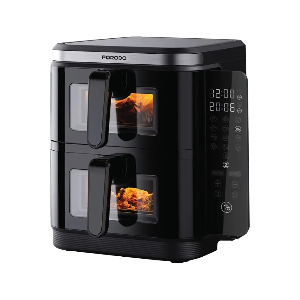 Porodo Lifestyle Double Stack Air Fryer with 12 Presets Black PD-LFST087-BK
