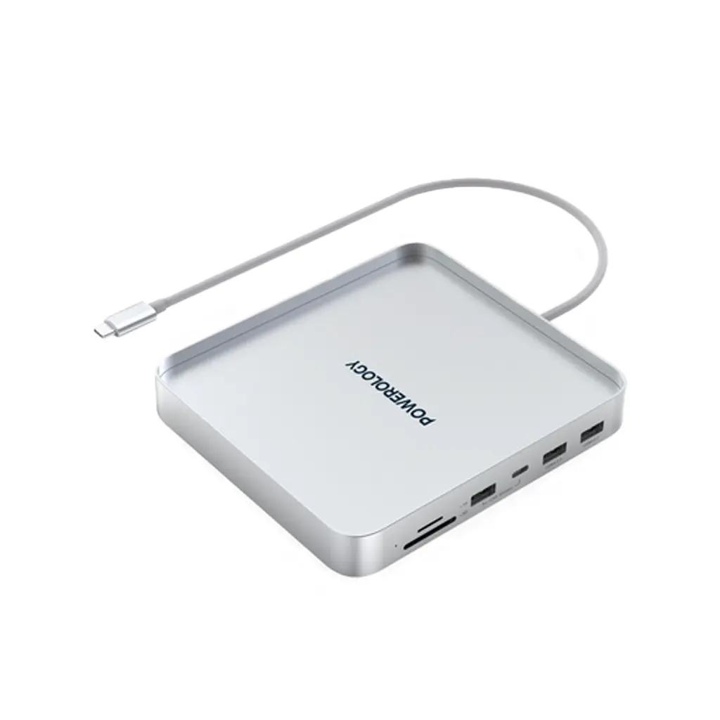 Powerology 24-Inch iMac Compatible USB-C Hub & Stand With SSD Enclosure Silver PMSSDD