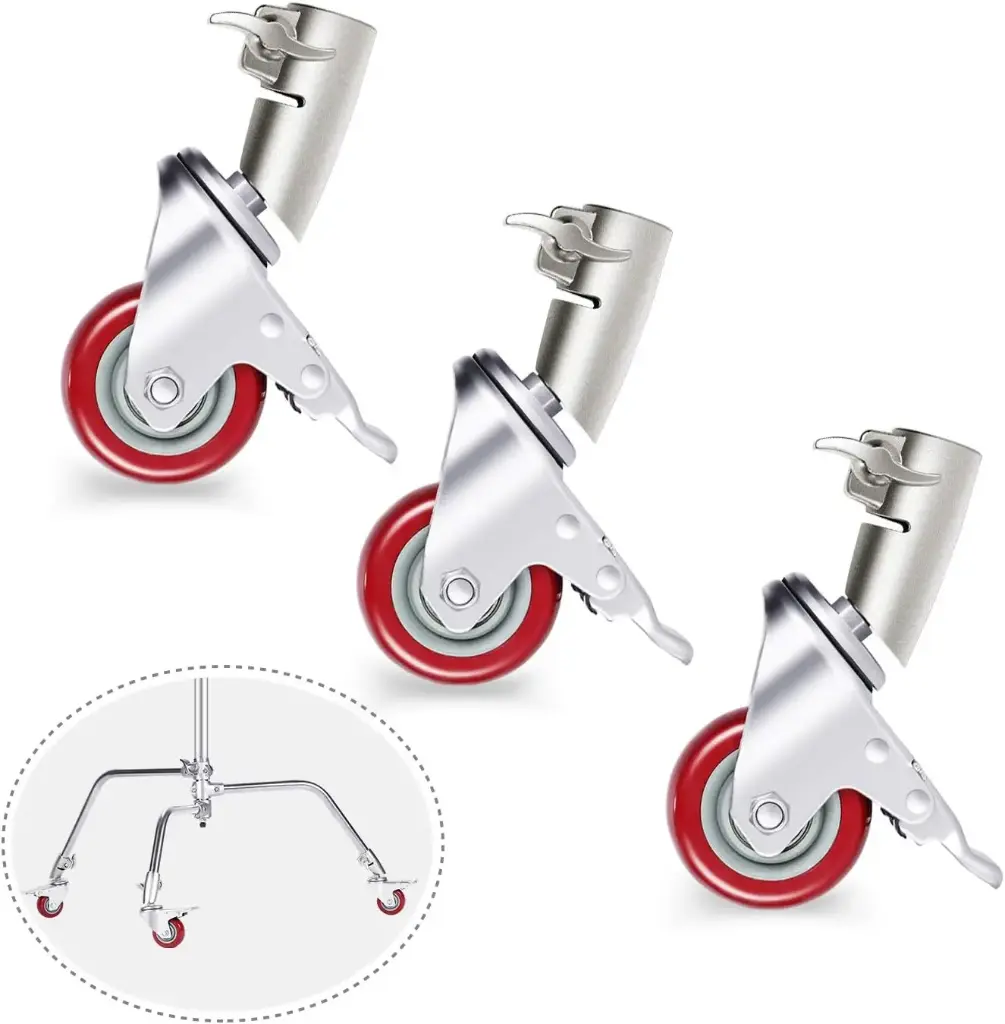 NEEWER Swivel Caster Wheel Set 3Pcs Pack 75mm Diameter for C-Stand of 25mm Diameter Leg 10097054