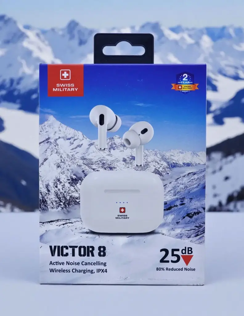 Swiss Military Victor 8 Active Noise Canceling Wireless Earbuds White VICTOR8-ANC-WL-WHI