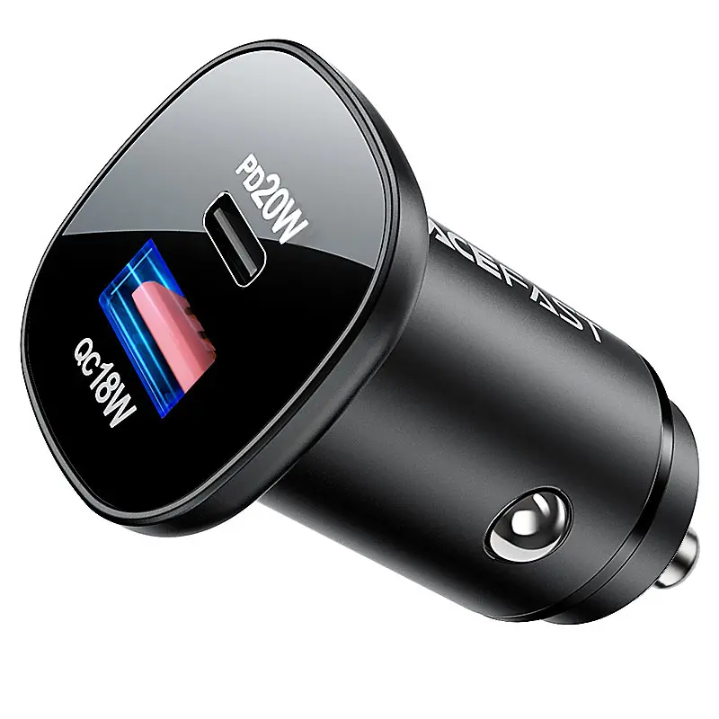 ACEFAST B1 PWRup Mini 38w USB-C & USB-A Dual Port Metal Car Charger