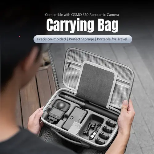 Durable Faux Leather Hard Storage Bag for DJI Osmo360 Adventure Combo Gray 