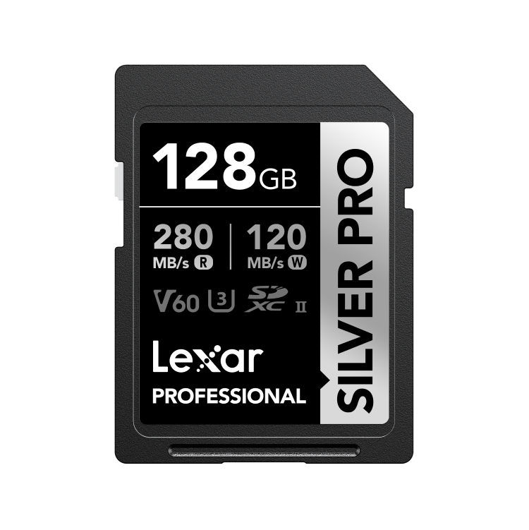 Lexar Professional SILVER PRO SDXC™ 128GB UHS-II Card,up to 280MB/s read, 160MB/s write, C10 U3 V60 LSDSIPR128G-BNNNG