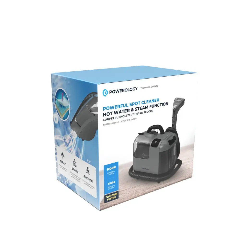 Powerology Powerful Spot & Stain Cleaner Hot Water & Steam Function Black PCRTSCGY