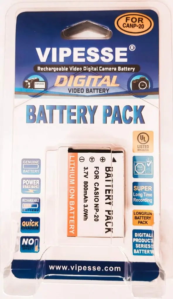 Vipesse CNP-20 NP20C 650mAh 3.7v Rechargeable Battery Pack for Casio