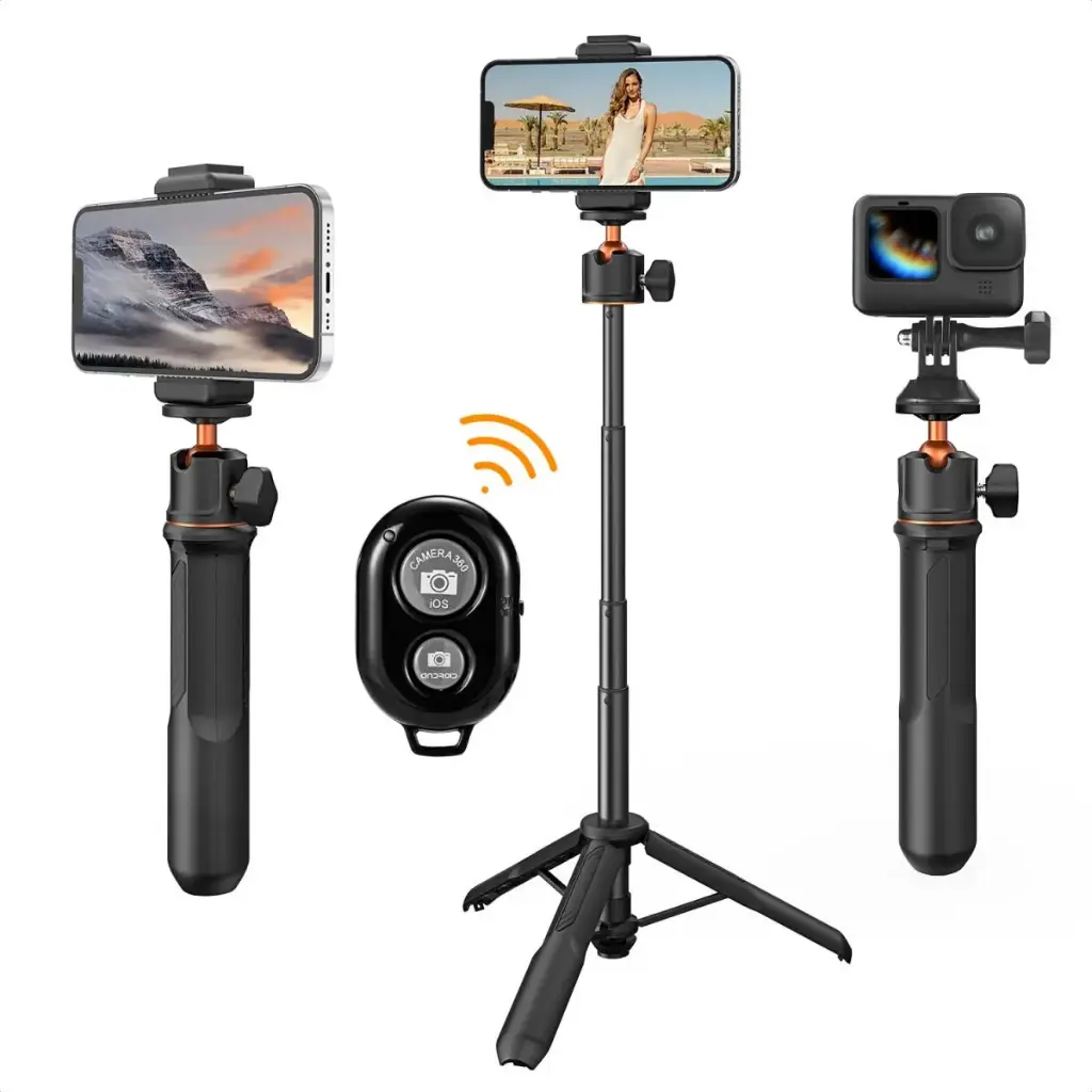 K&F Concept MS-11 3in1 Mini Tripod With Phone Holder, GoPro Adapter & Bluetooth Remote KF09.135
