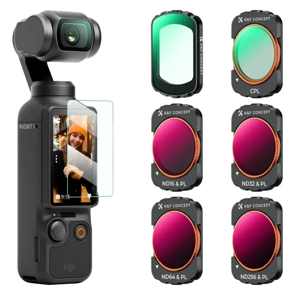 K&F Concept Nano-X Series UV+CPL+ND16 /PL+ND32/PL+ND64/PL+ND256/PL Six Filter Set for Osmo Pocket 3 & 4 SKU.2149