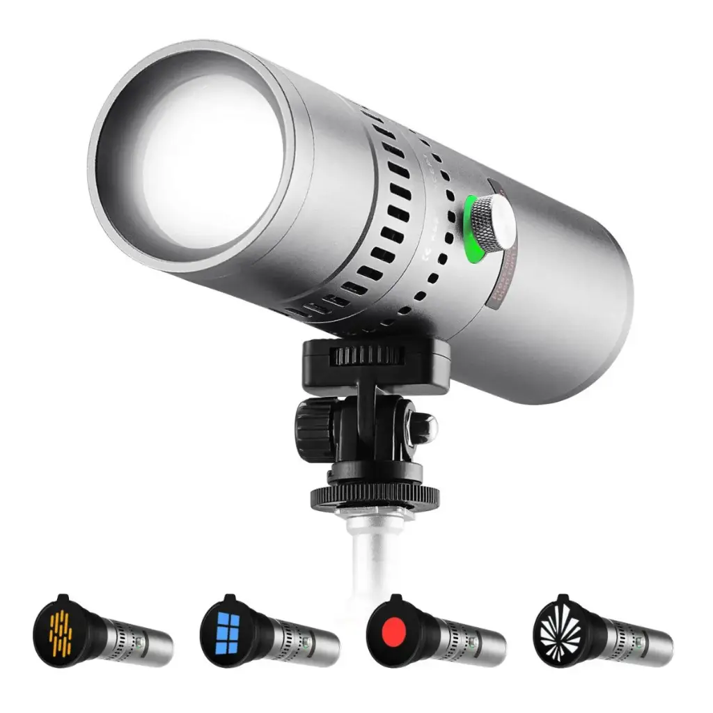 K&F Concept RGB SP25C Flashlight for Photography, 4500mAh Aluminum Alloy Studio Video Light, 25W Rechargeable LED Light, 4 Color Fill Light with 20 Gobos, Zoomable Focus KF34.063