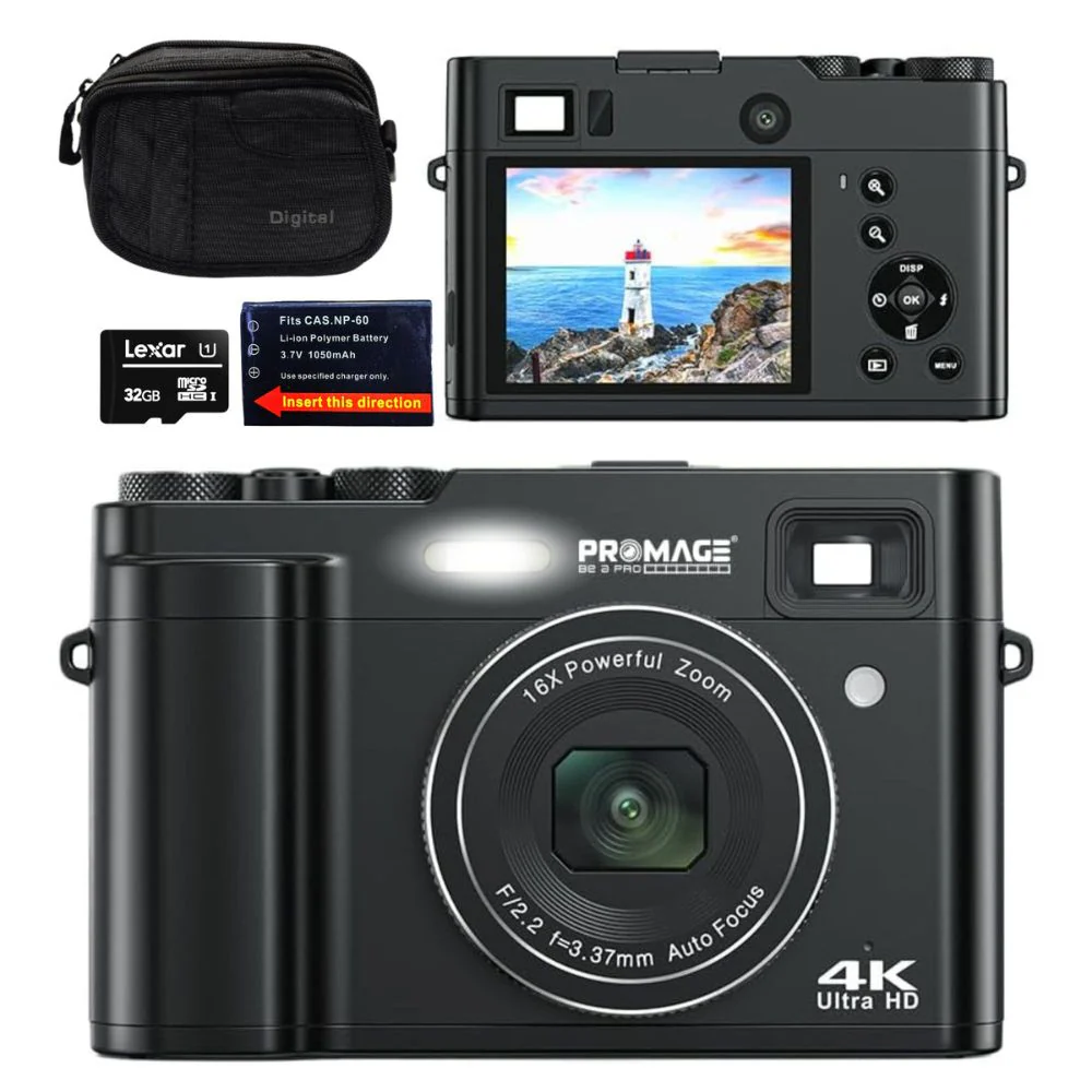 Promage PC120 4K 48MP Ultra HD Digital Camera Black