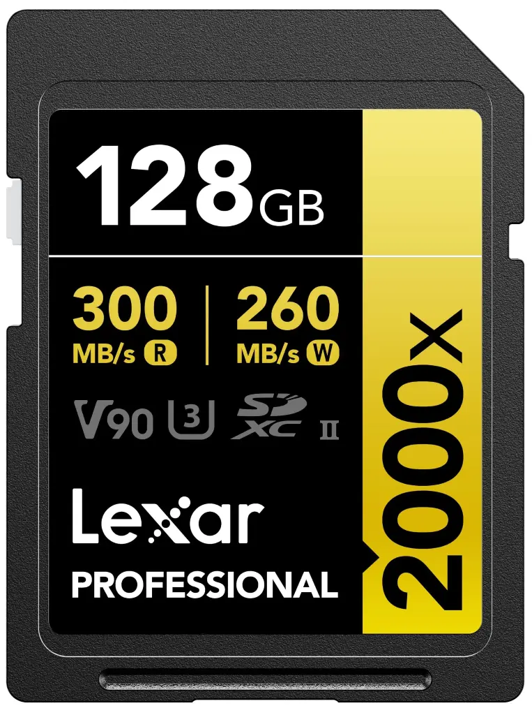 Lexar Professional 300Mbps 2000x SDXC UHS-II V90 SD Card LSD2000128G-BNNNG