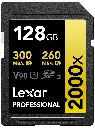 Lexar Professional 300Mbps 2000x SDXC UHS-II V90 SD Card LSD2000128G-BNNNG