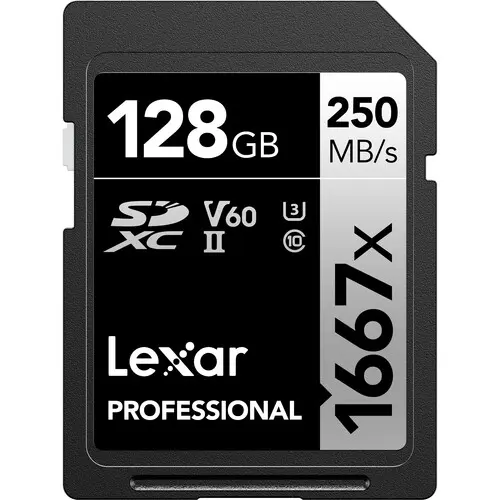 Lexar Professional 1667x UHS-II V60 U3 250MBps Read 120Mbps Write C10 SDXC Memory Card