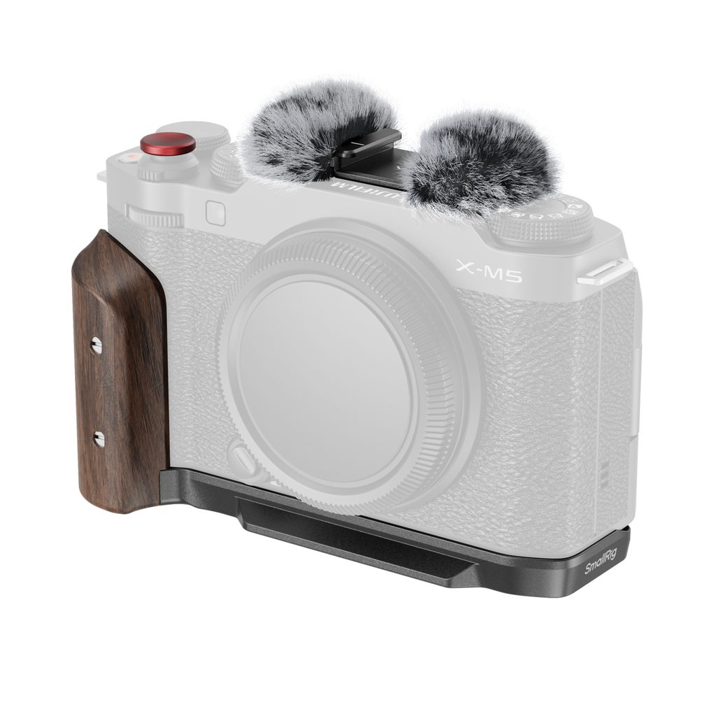 SmallRig L-Shape Mount Plate with Wooden Handle for FUJIFILM X-M5 (Silver) 5261