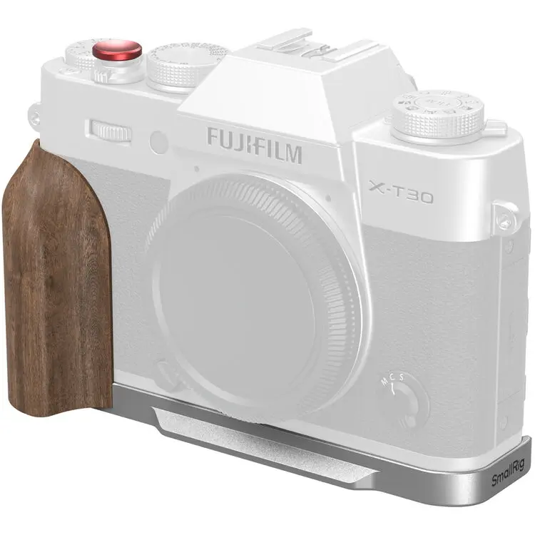 SmallRig L-Shaped Mount Plate with Wooden Handle for FUJIFILM X-T30 / X-T30 II / X-T30 III (Silver) 5667