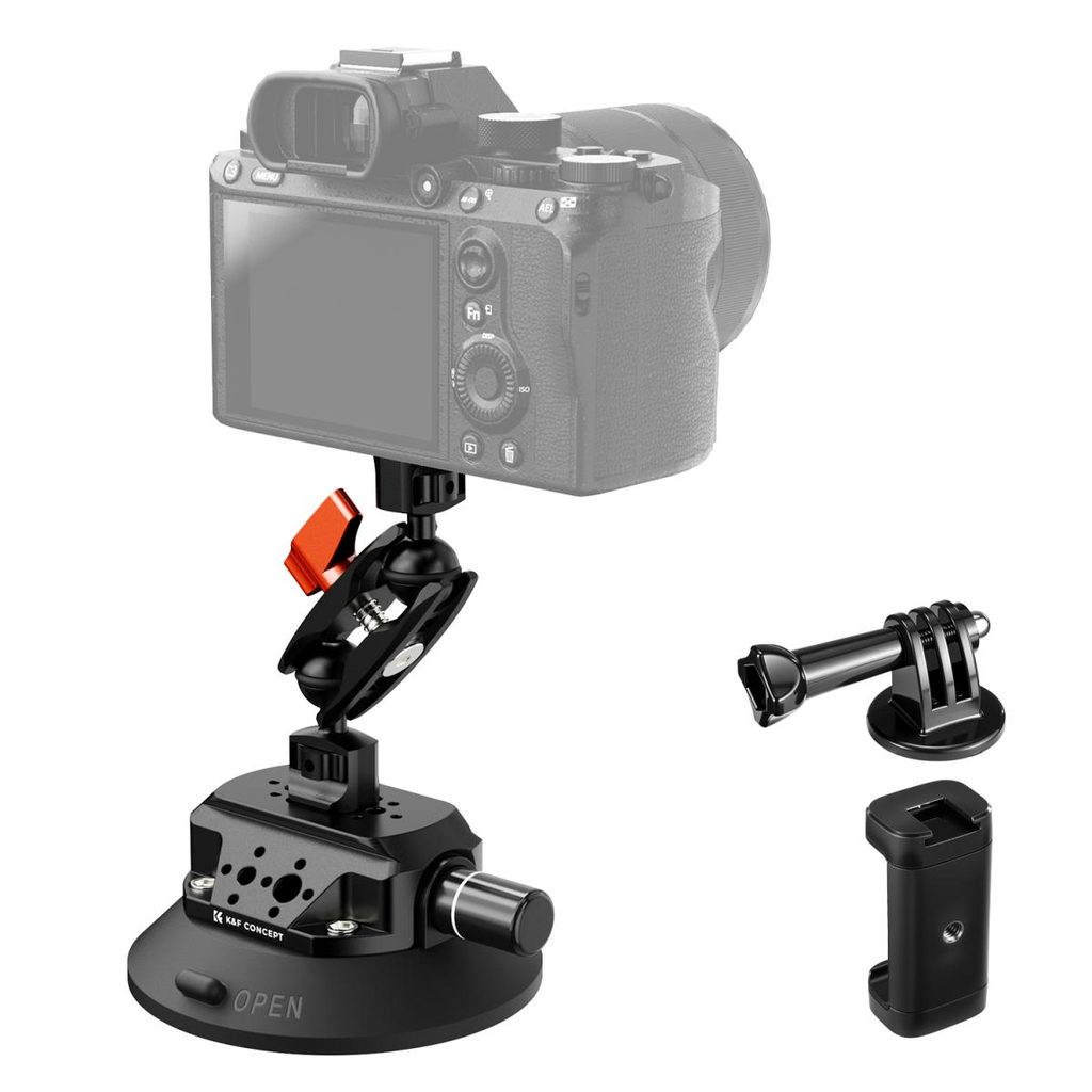 K&F Concept MS-45 4.5in Suction Cup Camera Mount, Double Ball-Head