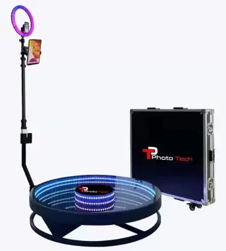 [0634240197772] PhotoTech RGB Light Glass 360 Photo Booth (100cm)