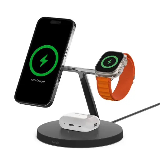 [745883819423] Belkin Boost Charge Pro 15w 3-in-1 Wireless Charger With MagSafe (BLACK)