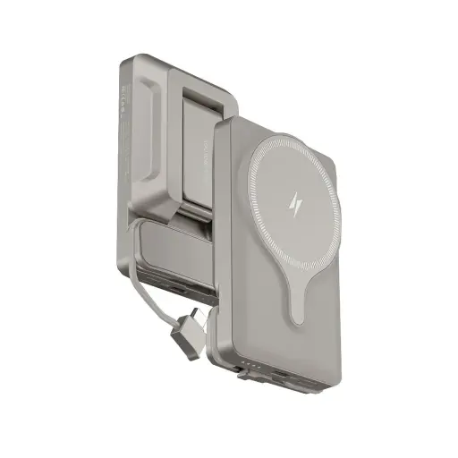 [7834953558003] Powerology 5000mAh 20w PD Magsafe Powerbank with Air-Vent Mount Titanium PPBCHA32TI