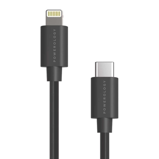 Powerology 0.25m USB-C to Lightning Cable PD25BCLBK