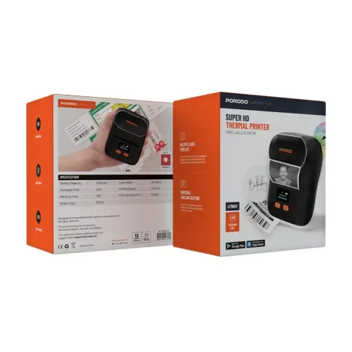 [6849108447539] Porodo LifeStyle Super HD Thermal Printer Black PD-LFST047-BK